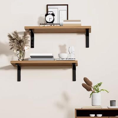 Prateleiras flutuantes de estilo rústico, 4 unidades, borda lisa, madeira, instalação simples, exibição de plantas, montagem na parede, flutuante