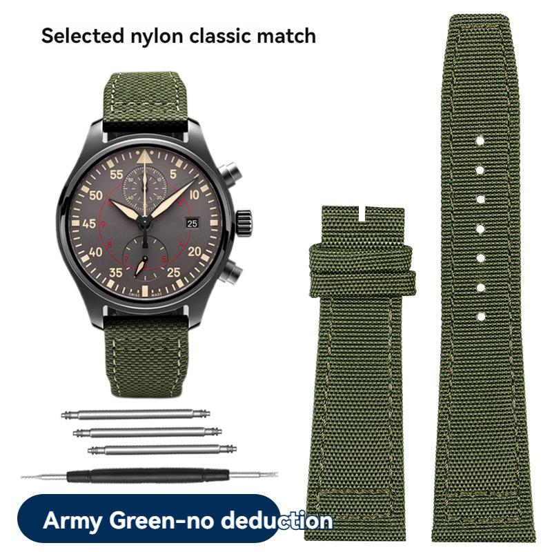 Nylon Canvas Watch Strap for IWC Pilots Portugal Portofino Fabric Cowhide Bottom Watch Chain Men Women Watchband 20mm 21mm 22mm