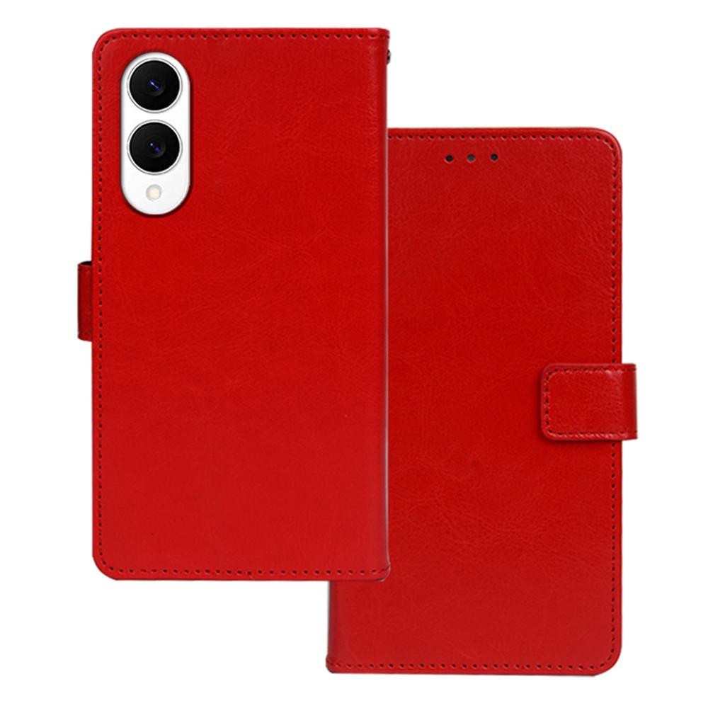 

IDEWEI For Samsung Galaxy S25 Edge Case Wallet Leather Phone Cover Crazy Horse Texture Red