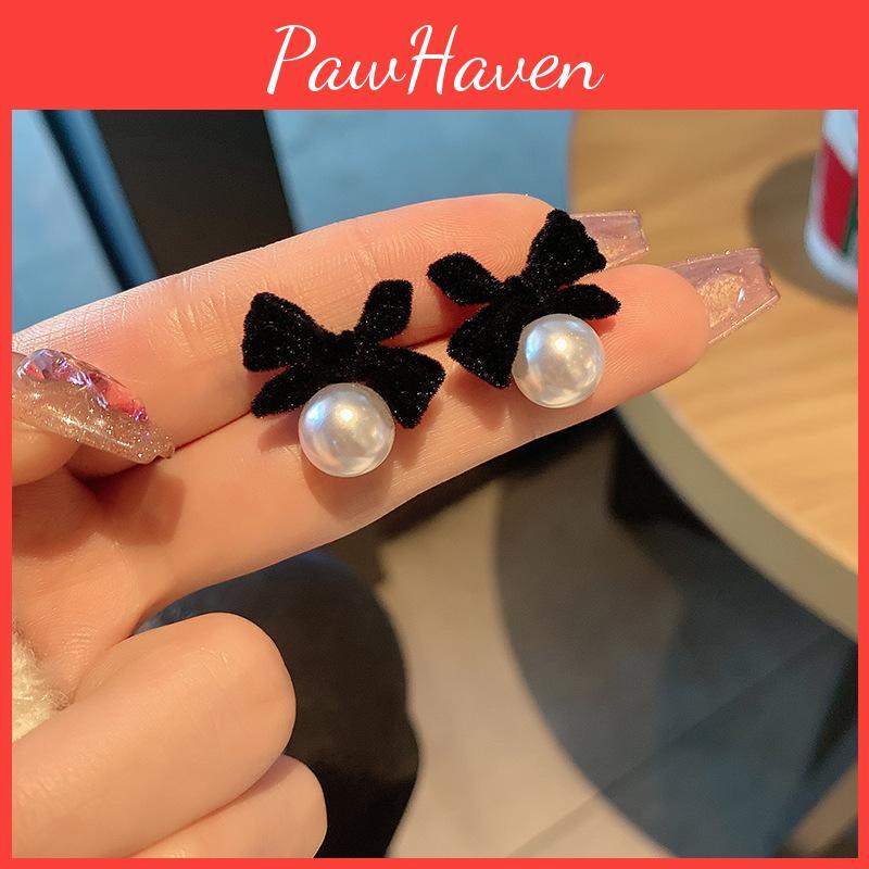 2023 Neuankömmling Schwarze Samt Schmetterlingsohrringe Einzigartiges Design Legierungsmaterial