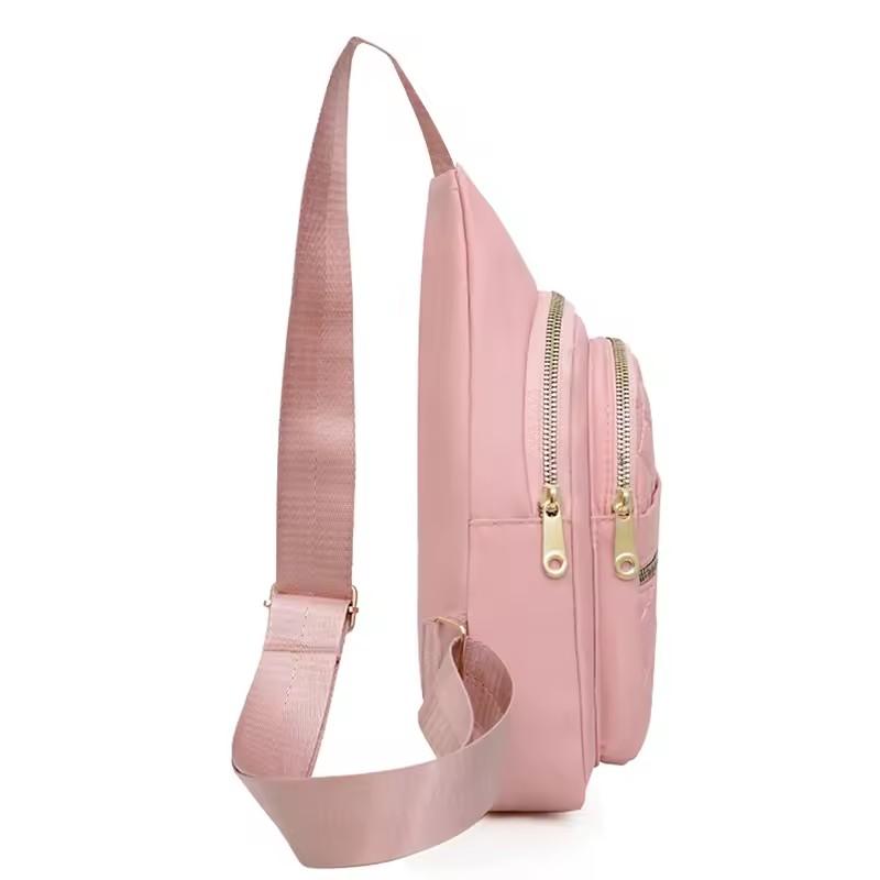 Minimalist Large-Capacity Women's Chest Bag Multi-Layer Embroidered Frt Backpack Casual Outdoor Crossbody Bag for Girls