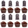 8pcs Festival Halloween Tombstone Cupcake Toppers Paper Tombstone Cake Insert Card  Ghost Festival