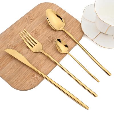 Ensemble de Vaisselle de Noël 16 Pièces Acier Inoxydable Or Vaisselle Couteau Fourchette Cuillère Couverts Miroir Ménagère Occidentale Argentée