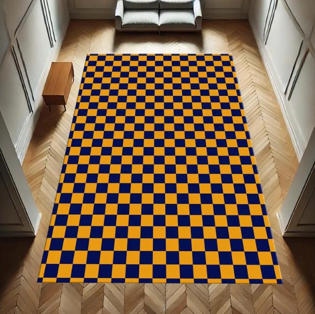 Black White Checkerboard Rug  Modern Chessboard Pattern Carpet  Gamer Room Rug  Retro Checkered Floor Decoration Rug