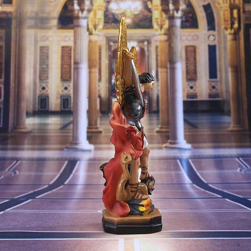21.5CM High Classical St. Michael Angel Demon Slayer God Statue Ornament Decoration Resin Crafts