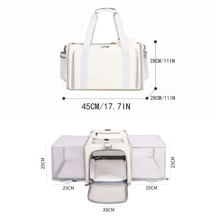 Tragbare erweiterbare Polyester-Katzen- und Kleinhund-Haustierertasche für Reisen und Ausflüge