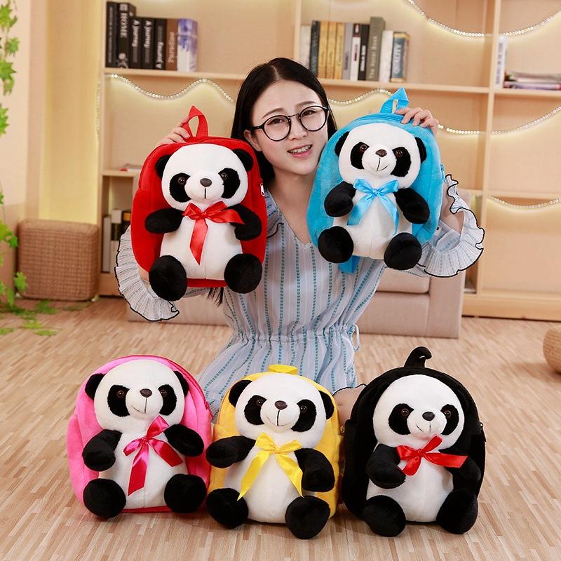 Cartoon Panda Bag Plush Toy Panda Doll Children'S Schoolbag Bear Backpack Ragdoll Birthday Gift