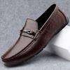 Fashionable Korean Style Leather Casual Shoe Lightweight Comfortable Driving Loafers Soft Soled Men Business Elegant Daily Shoes