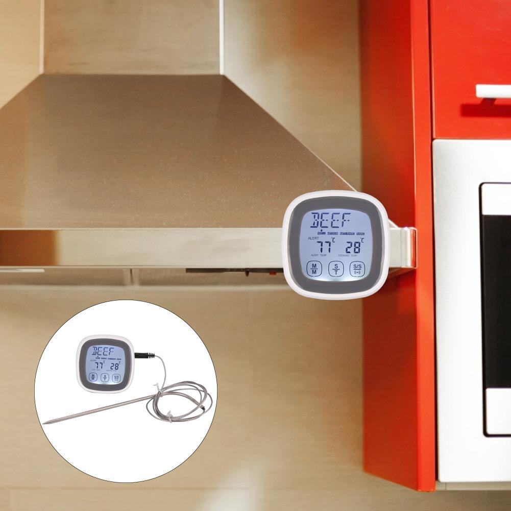 Touch Screen Kitchen Cooking Digital Food Meat Thermometer Timer Tool with Probe