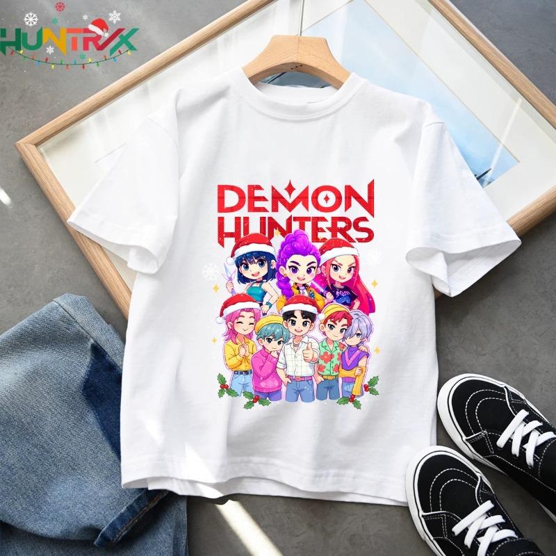 2025 Movie KPop Demon Hunters Christmas T-shirt Summer Short Sleeve Tee for Casual Loose Girl Boy Graphic Printed Tops Gift