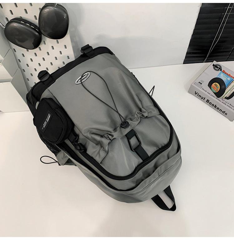 Herren College-Stil Rucksack mit Kordelzug und großem Fassungsvermögen - Sportliche Campus-Computer-Umhängetasche