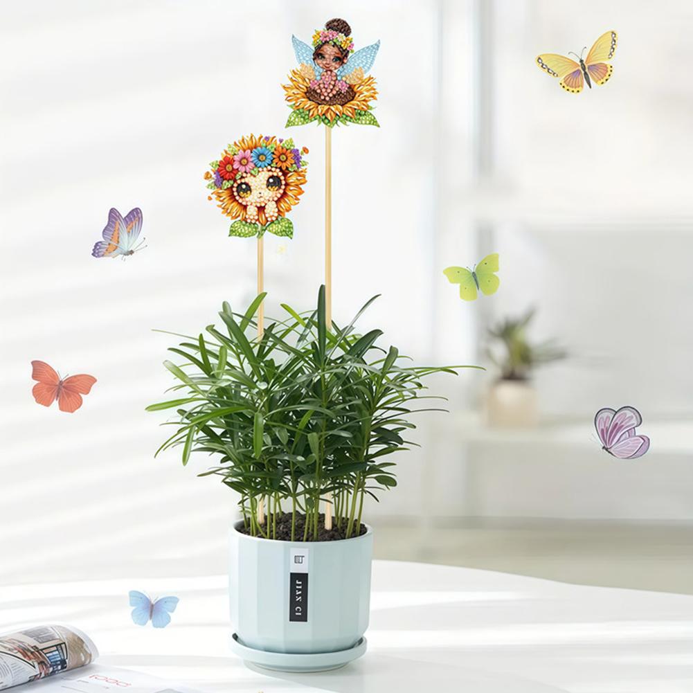 6Pcs Bee Stakes Diamond Art Kits Animal Diamond Art Garden Decor Kits DIY Crafts Diamond Art Craft Kits for Adults