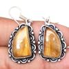 Tiger's Eye Gemstone Handmade Silver Jewelry Earrings 1.5''