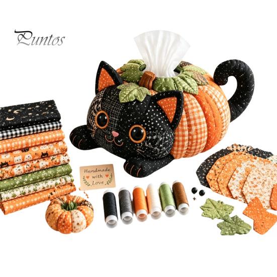 Kreatives Halloween-Geschenk für sie Taschentuchbox DIY Nähset, Thema, Patchwork-Stoffhandwerk Vampir Fledermaus Set, Handarbeit Gesteppte Hülle, Zuhause Und