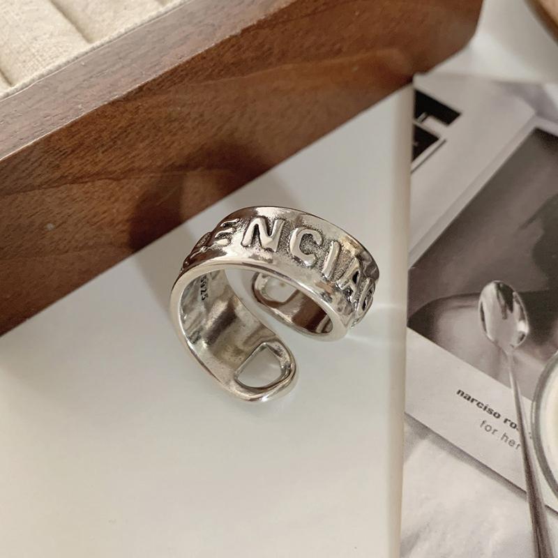 Retro Vintage Letter Design Open Ring Women Men Punk Hip Hop Theme Jewelry Gifts Accessories