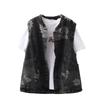 Gilet di Jeans Corto Stampato da Donna Primaverile ed Estivo Giacca Sottile Senza Maniche Larga