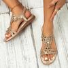 Damen-Sandalen mit glitzerndem Strass-Dekor, elastische Knöchelriemen-Plateauschuhe mit weicher Sohle, lässige Sommer-Strand-Slides