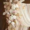 Luxury Wedding Arch Flower Six-Piece Set - 2 Pieces Flower Game 3 Pieces Curtain 1 Arch Suitable For Wedding Diy Decoration