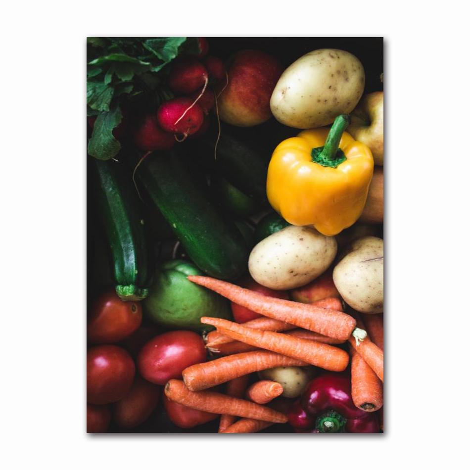 Nordic Wall Art Canvas Painting Colorful Fresh Vegetable Fruits Posters for Kitchen Decor Orange Lemon Picture for Restaurant