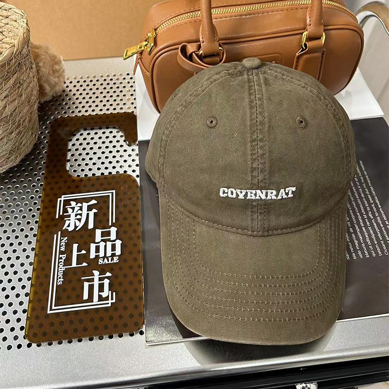 Fashion Hat New Hat Women's Old Washed Cotton Textured Baseball Cap Versatile Face Small Hat Women's Korean Edition Embroidered Cap