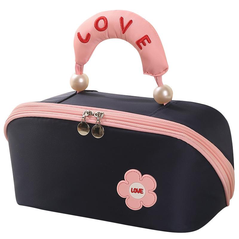 Borsa per Trucco e Articoli da Toeletta Lussuosa con Perle, Grande Capacità, Portatile