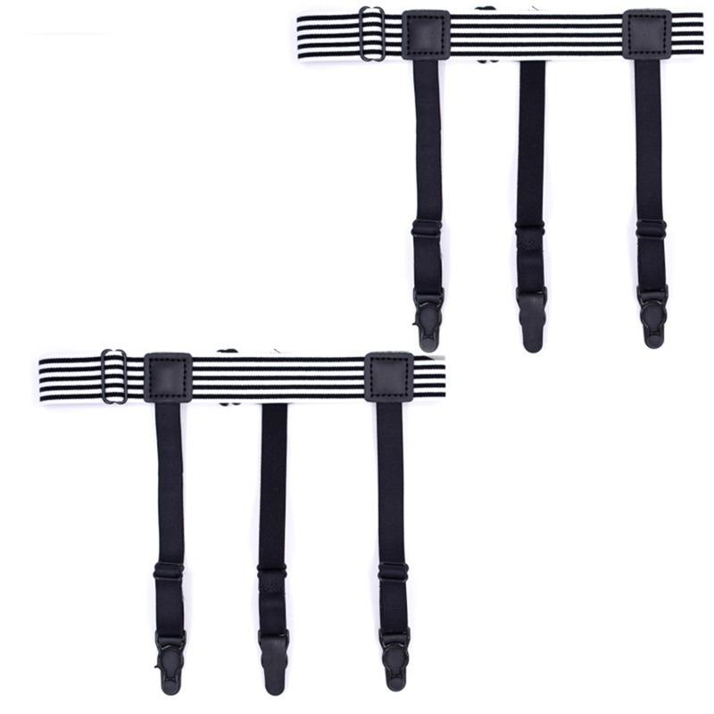 1 Pair Men Shirt Stay Belt with Non-slip Locking Clips Adjustable Lock Tirant Shirts Tucker Leg Thigh Suspender Garters Strap