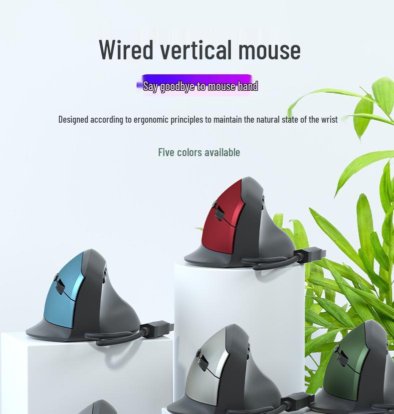 Ergonomic Wired Vertical Mouse with 6 Buttons for Office and Gaming