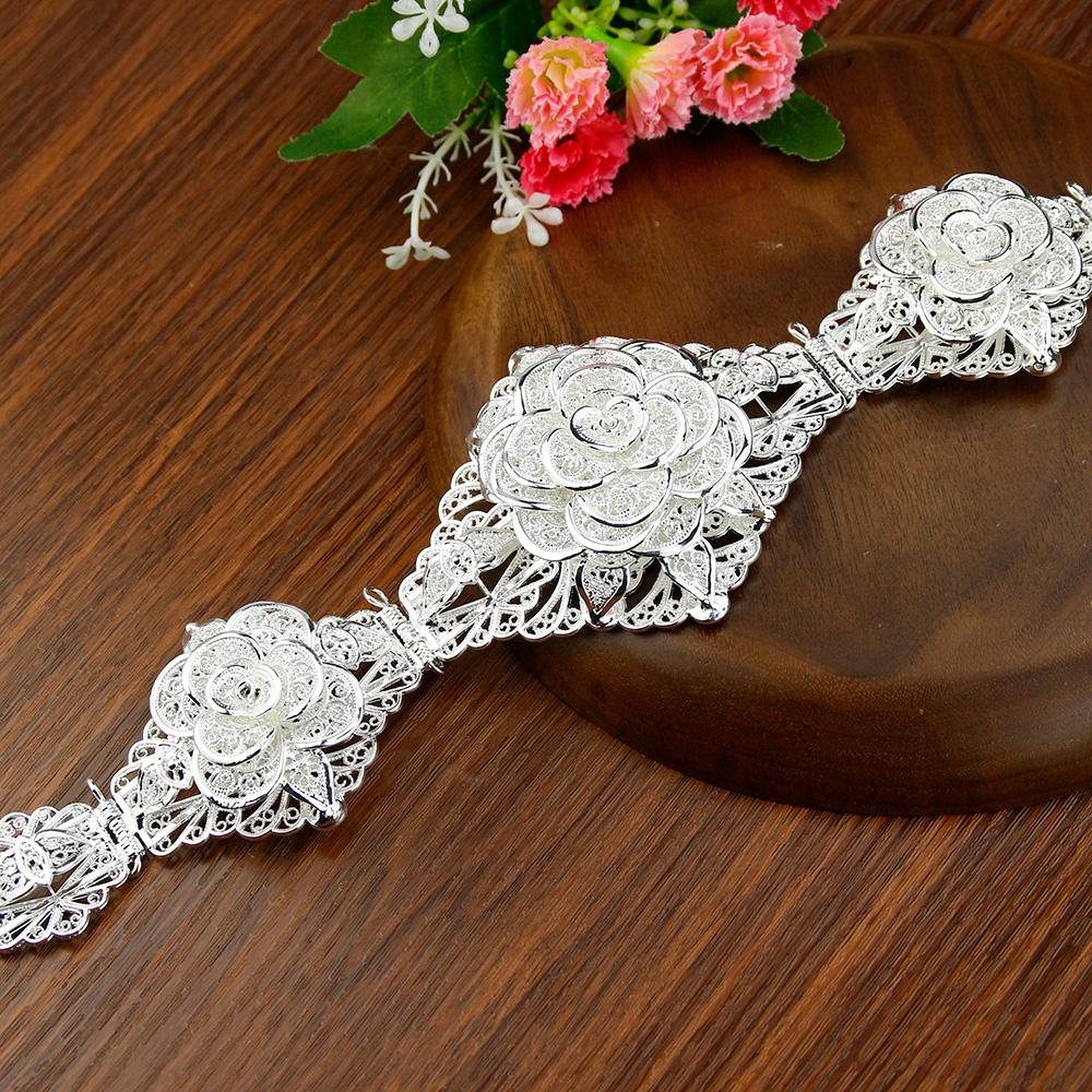Gold Color Chic Flower Belt For Women Metal Chain Adjustable Length Wedding Jewelry