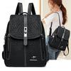 Women's New Fashion and Versatile Large Capacity Stitching Soft Leather Student Outdoor Travel Backpack