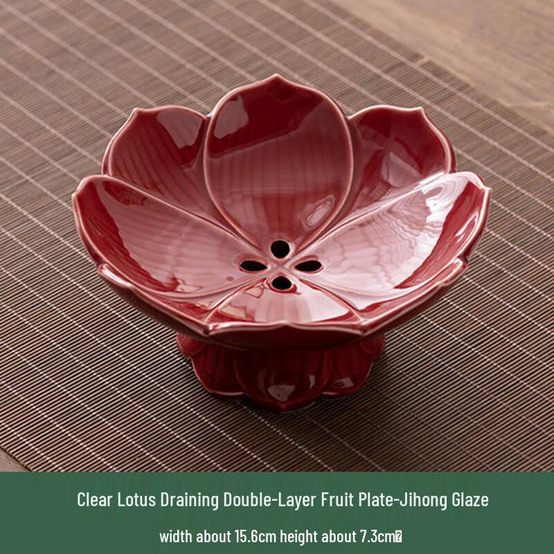 Zen Style Ceramic Lotus High-Foot Fruit & Snack Plate