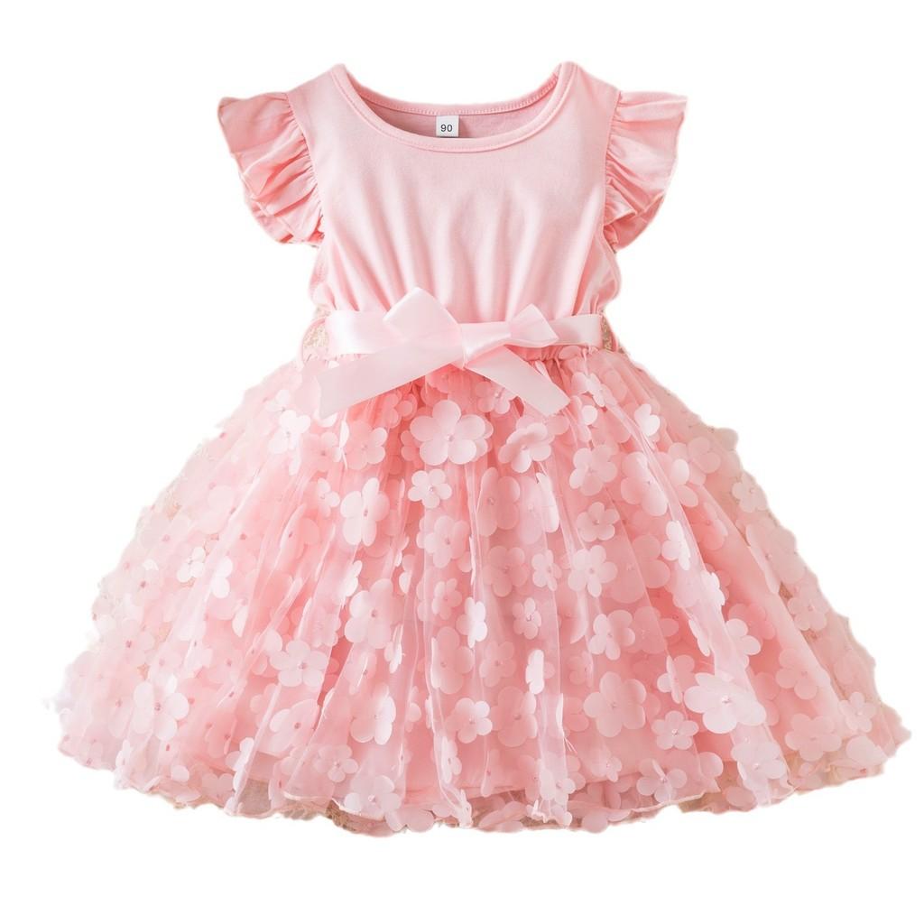 Prinzessinnen-Mädchenkleid mit Schmetterlings-Netz-Tüll für Geburtstag und Sommer für Kleinkinder