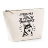 Toiletry Bag - PLANETEE - I Can't I Prefer My Husky (minimalist) - 100% Cotton - 3 L (28×19×9 Cm) - Metal Zipper
