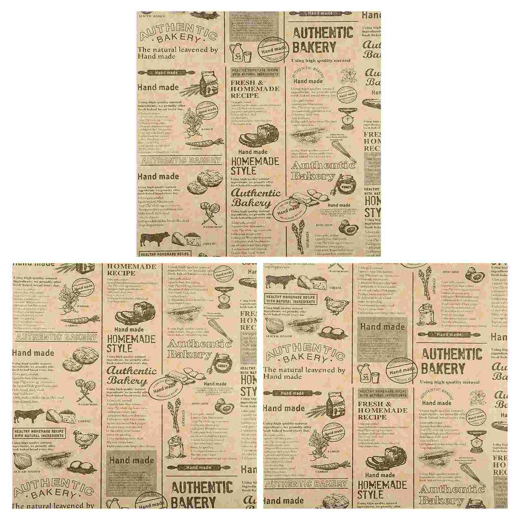 50 Blatt Ölfestes Lebensmittelverpackungspapier Hygienische Backpapier-Einlagen Dekorative Brot-Hamburger-Verpackung Bäckereiwerkzeuge Gebäckverpackung