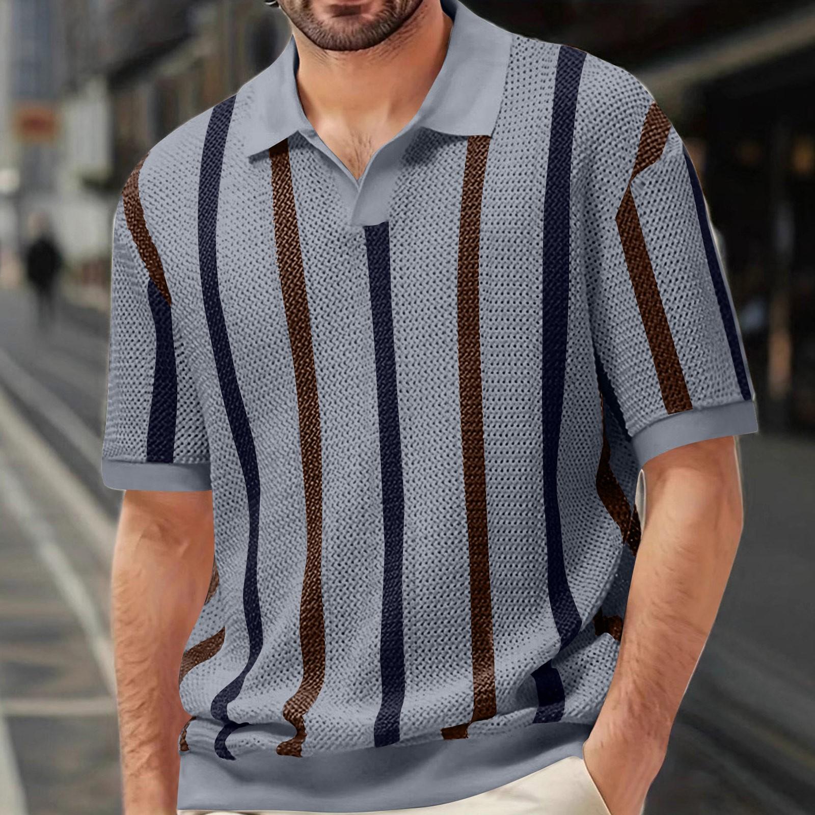 

Мужская летняя футболка с коротким рукавом, геометрическая цветная вставка и полосатый трикотажный топ с круглым вырезом XXL