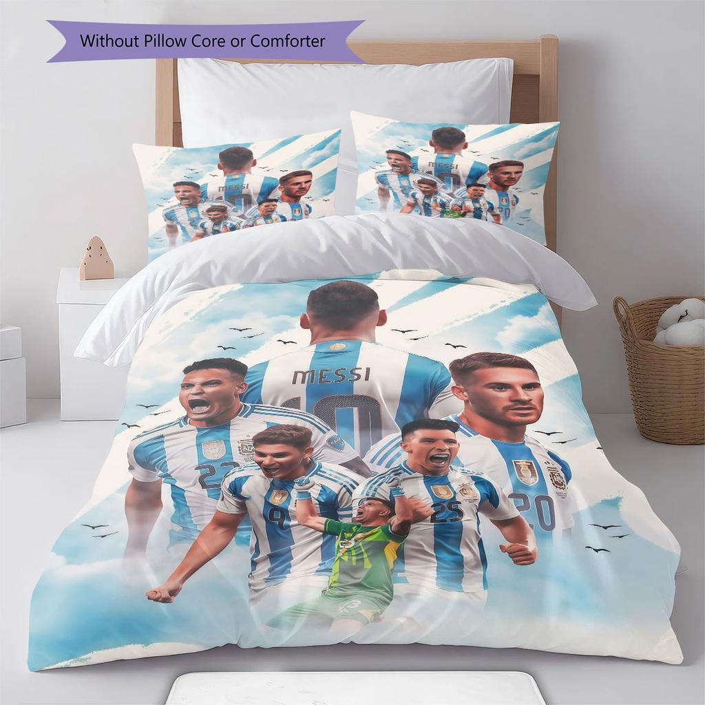 Argentina National Football Team Pattern Bedding,Quilt Set Quilt Cover Pillowcase Home Birthday Gift(1 * duvet cover + 2 * pillowcase, without core)