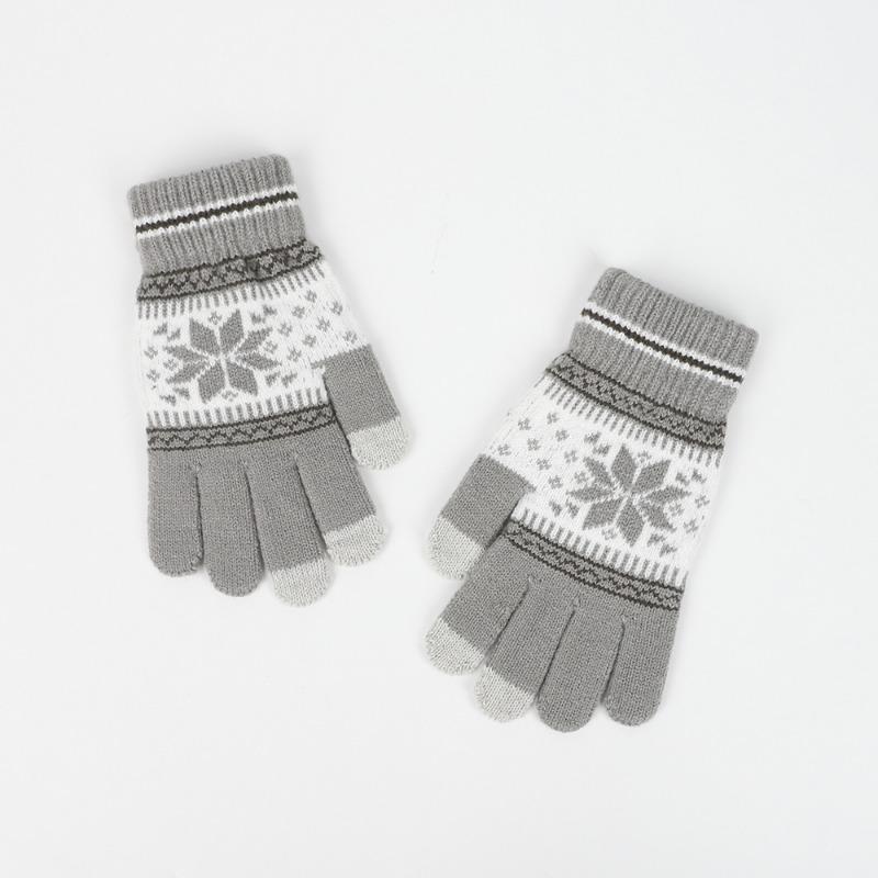 Iwarm Love Warm Snowflake Men's and Women's Warm Touch Screen Gloves Christmas Winter Fleece Jacquard Knitted Gloves