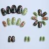 24Pcs Almond Shaped Floral Painted Press On Nails Full Coverage Removable False Nail Tips For Women Daily Wear
