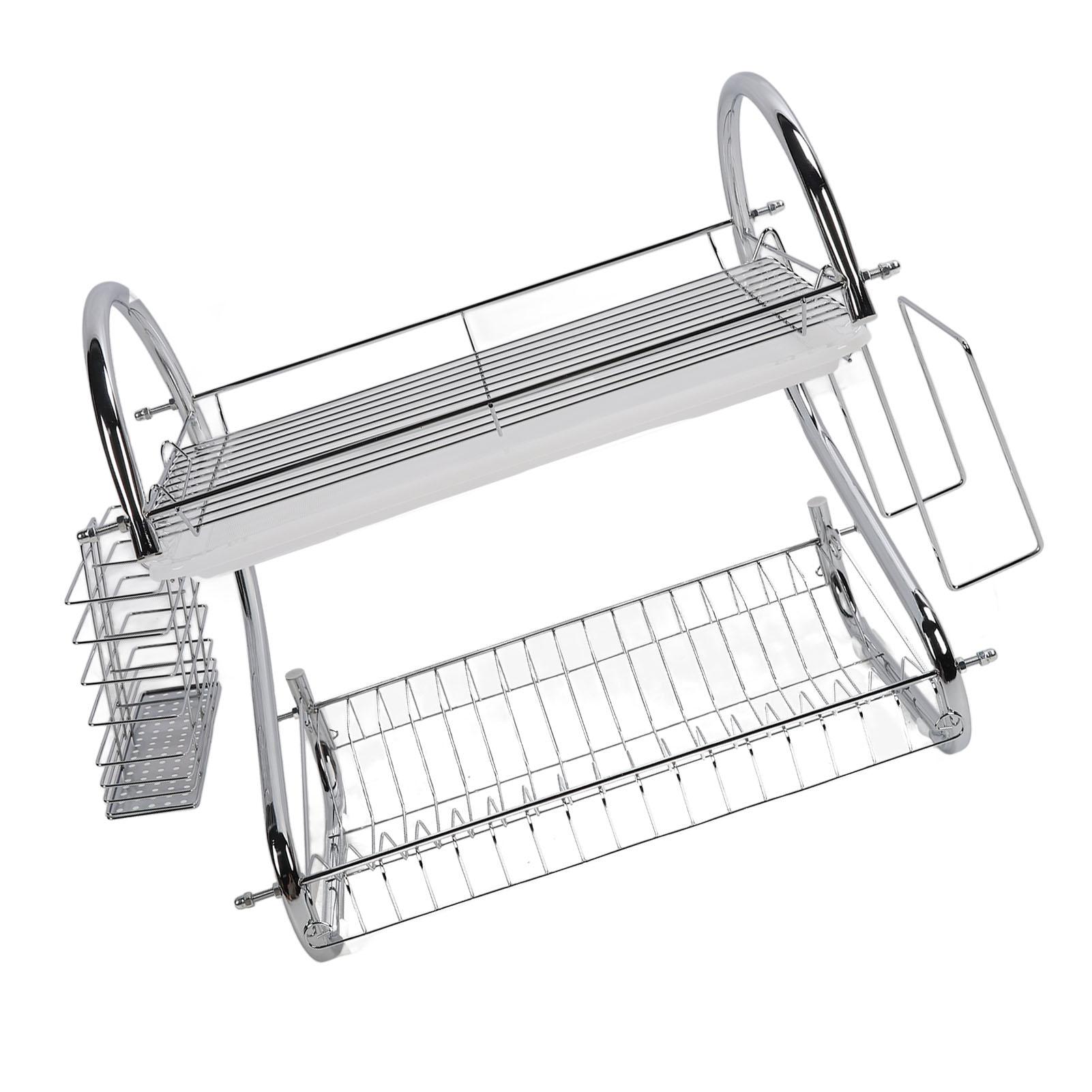 Dish Rack 2 Tier Bowl Dish Drainer Neat Organization Rust Prevention Kitchen Drying Rack Cutting Board Style