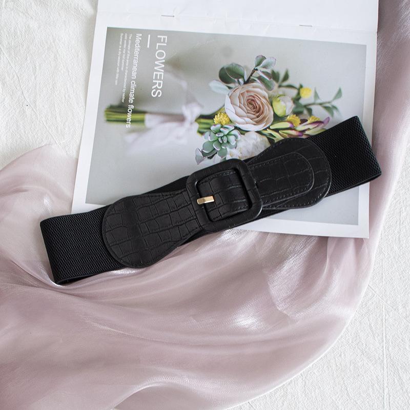 

Женский простой и универсальный эластичный ремень с регулируемой пряжкой, базовый атмосферный широкий пояс из ПУ для повседневной носки 75cm