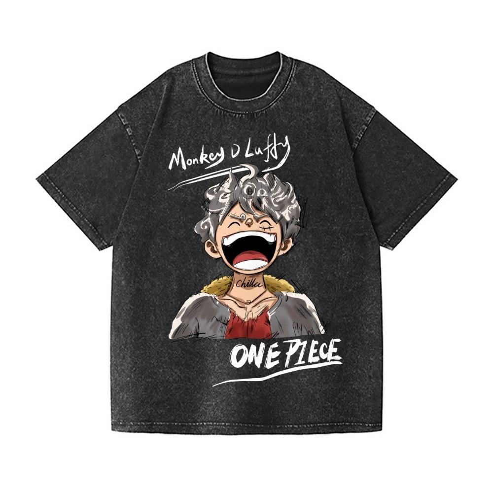 

One Piece Vintage Wash Japanese Design T-Shirt High-quality Streetwear Is Suitable for Both Men and Women S