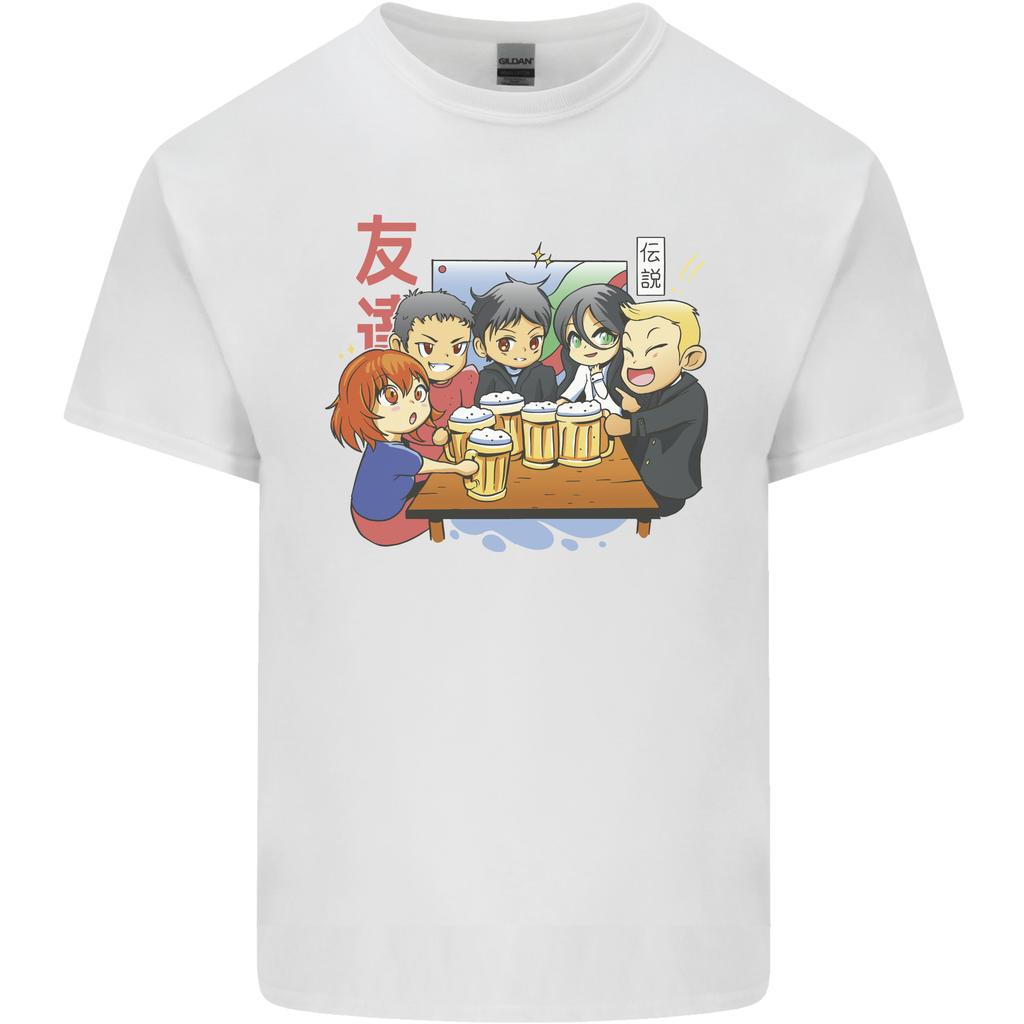 Chibi Anime Friends Drinking Beer Unisexs Light Cotton TShirt