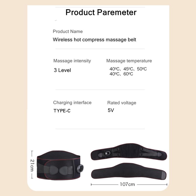 JINKAIRUI Massaggiatore lombare wireless con cintura massaggiante termica cuscinetto riscaldante per alleviare il mal di schiena cintura per la schiena scaldamuscoli supporto lombare