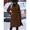 Cappotto da Donna Doppiopetto di Media Lunghezza in Misto Lana - Cappotto con Tasca a Revers Tacca