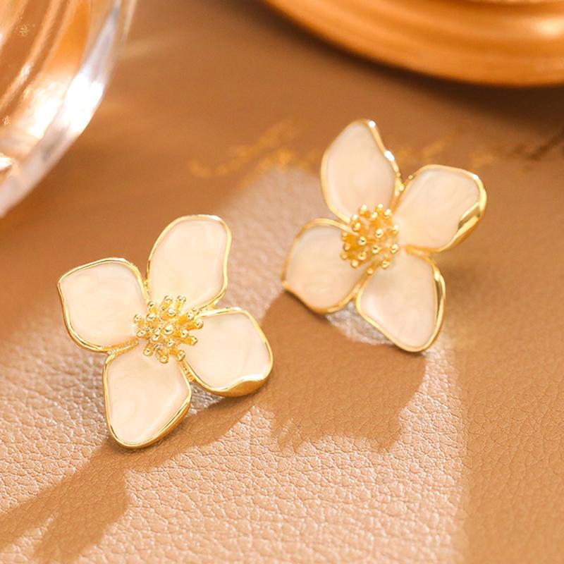 Vintage Green Flower Earrings For Women Korean Vintage Zircon Boho Wedding Stud Earrings Pendientes