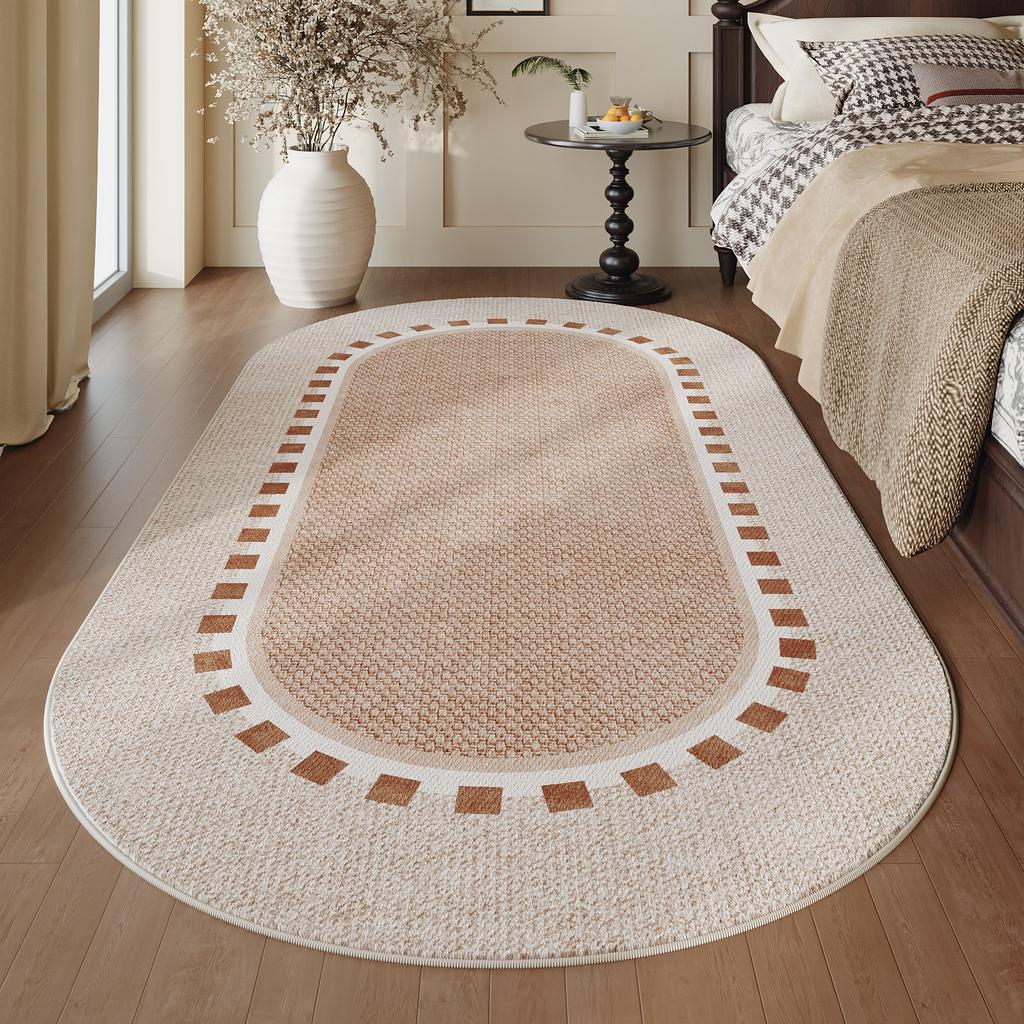 Alfombras Estilo Tronco Retro para Sala de Estar Dormitorio Minimalista Alfombra Artística Ovalada Alfombrilla de Noche Lavable para el Hogar Alfombrilla Gruesa para el Suelo