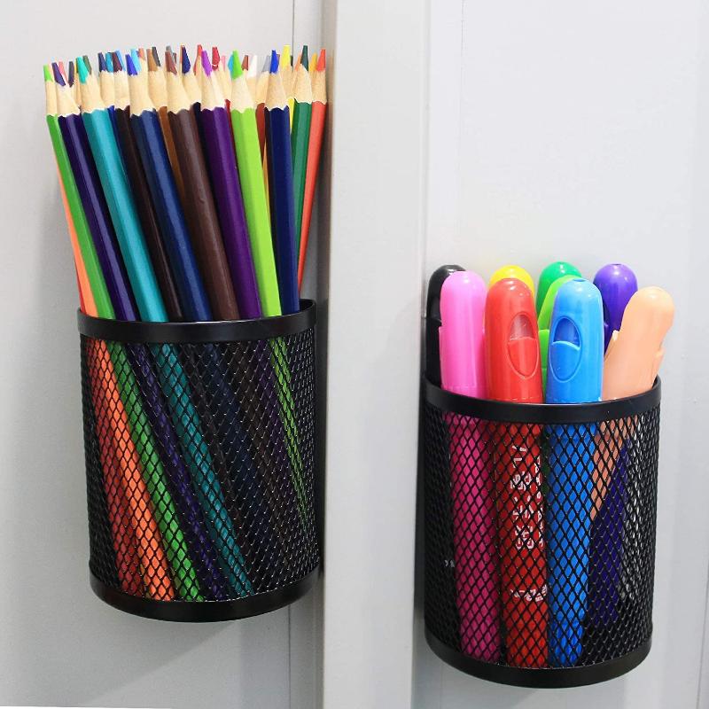 Magnetic Pen Holder For Whiteboard Refrigerator Durable Lightweight Mesh Storage Magnetic Basket Locker Organizer Accessories