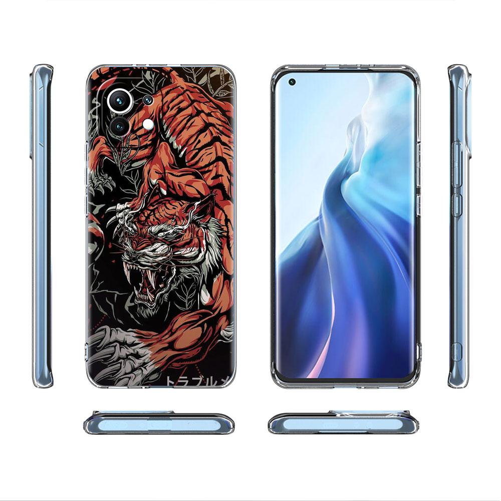 Transparente Hülle für Xiaomi Mi Poco X3 NFC M3 Pro F3 F1 11 Lite 12 Note 10 11T 9T Transparente Handyhülle Tier Drache