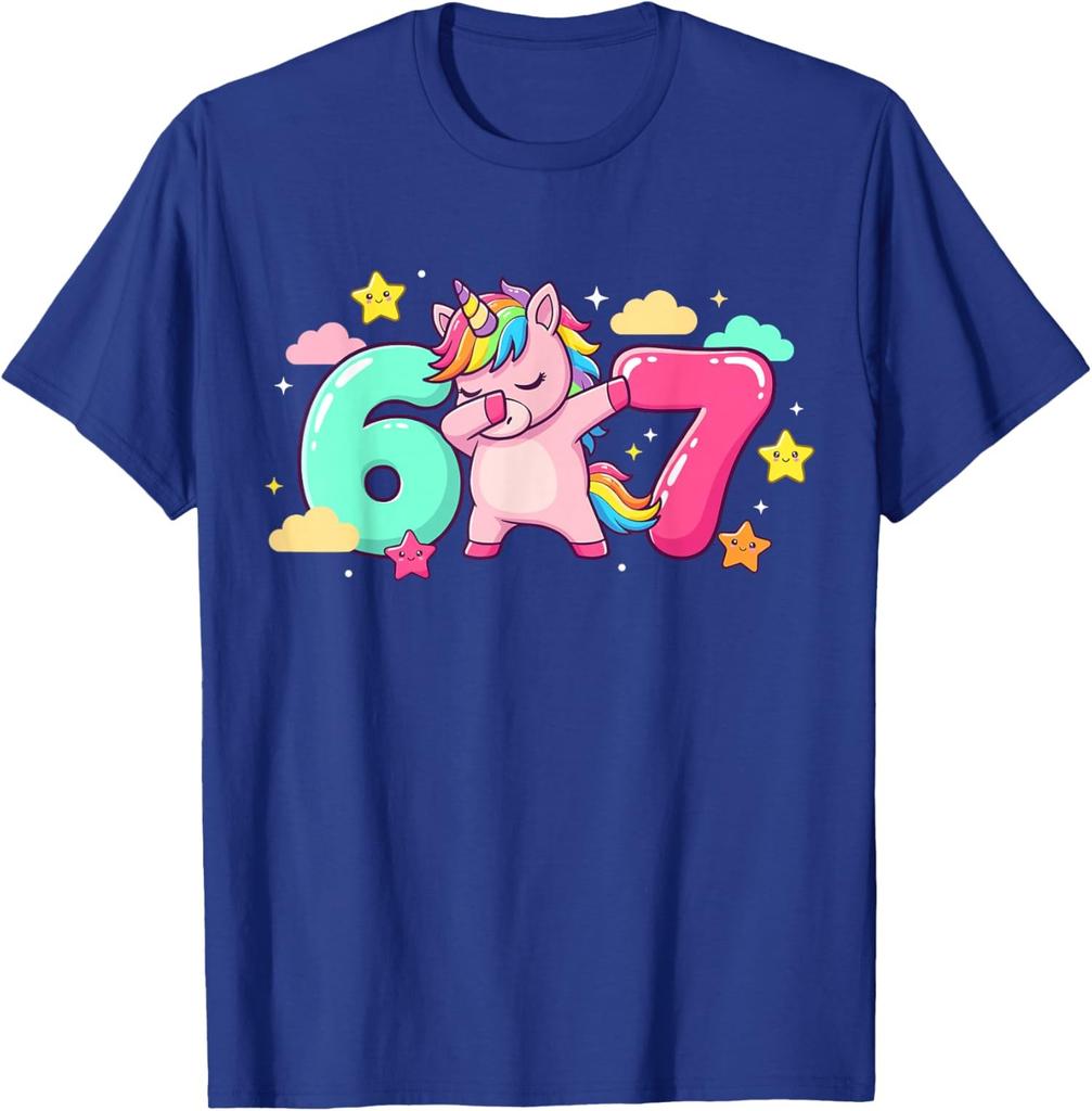 Cute Unicorn 67 Meme Six Seven Funny 67 Design Unisex T-Shirt