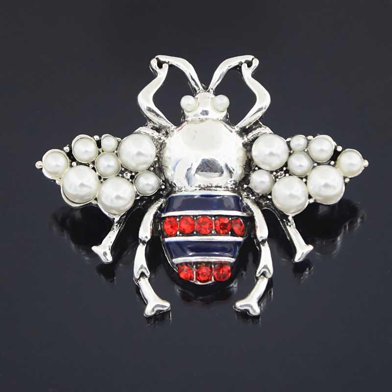 Popular Retro Bronze Pearl Bee Brooch Lapel Pin Jewelry Accessory