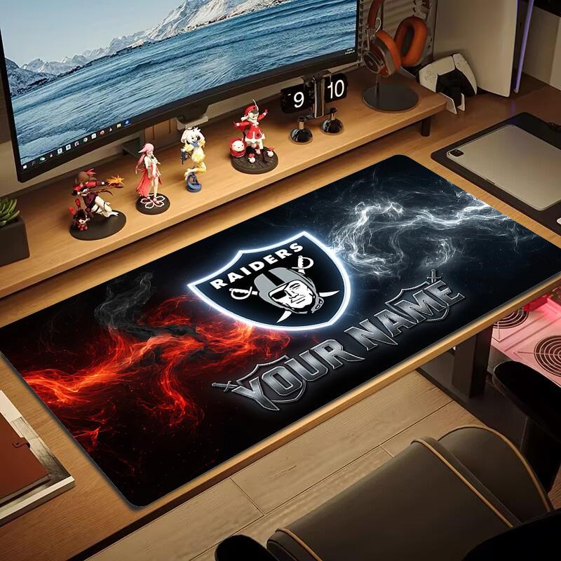 Las Vegas Raiders Druck Kissen Rutschfest Laptop Tablet Großes Mauspadd XXL Matte Mini-PC Spielmatte Mit Verriegeltem Rand